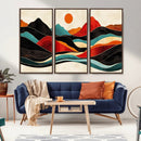 Western Wall Decor - Large Triptych Mountain Canvas - Boho