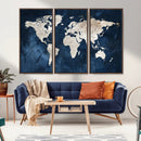 Vintage World Map Canvas Wall Art - Framed Map Print for