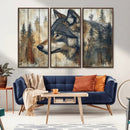 Rustic Wolf Wall Art Canvas Print – Vintage Woodland