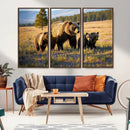 Grizzly Bear Family Wall Art Canvas Print – Majestic