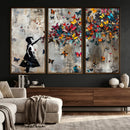 Butterfly Girl Wall Art – Vibrant Street Style Canvas Print,