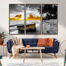 Yellow Rowboat Wall Art – Framed Tropical Shoreline Canvas by MyGreatCanvas | Canvas Wall Art Prints | Photo Prints & Wall Decor