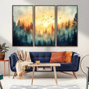 Sunrise Forest Wall Art – Framed Misty Pines Canvas Artwork by MyGreatCanvas | Canvas Wall Art Prints | Photo Prints & Wall Decor