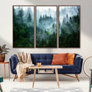 Misty Forest Wall Art Canvas Print – Framed Foggy Mountain