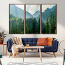 Misty Forest Mountain Wall Art Canvas Print – Framed Serene