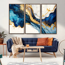 Blue Gold Flow Wall Art Canvas Print – Framed Marble Design by MyGreatCanvas | Canvas Wall Art Prints | Photo Prints & Wall Decor