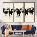 Texas Longhorn Wall Art – Framed Black White Cattle Canvas by MyGreatCanvas | Canvas Wall Art Prints | Photo Prints & Wall Decor