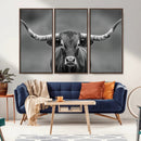 Texas Longhorn Wall Art Canvas Print – Framed Western Bull
