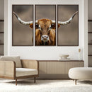 Texas Longhorn Wall Art Canvas Print – Brown Bull Rustic