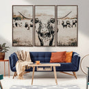Texas Longhorn Wall Art Canvas Print – Framed Speckled Bull