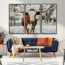 Texas Longhorn Wall Art Canvas Print – Framed Spotted Bull