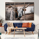 Texas Longhorn Wall Art Canvas Print – Framed Spotted Bull