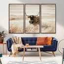 Texas Longhorn Wall Art Canvas Print – Framed Brown Horned