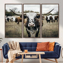Texas Longhorn Wall Art – Framed Speckled Cow Canvas by MyGreatCanvas | Canvas Wall Art Prints | Photo Prints & Wall Decor
