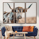 Texas Longhorn Wall Art – Framed Speckled Cow Canvas by MyGreatCanvas | Canvas Wall Art Prints | Photo Prints & Wall Decor