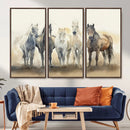 Wild Horses Wall Art Canvas Print, Framed Running Horses Art