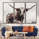 Texas Longhorn Wall Art Canvas Print – Framed Spotted Bull by MyGreatCanvas | Canvas Wall Art Prints | Photo Prints & Wall Decor