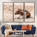 Texas Longhorn Wall Art Canvas Print – Framed Resting Bull by MyGreatCanvas | Canvas Wall Art Prints | Photo Prints & Wall Decor