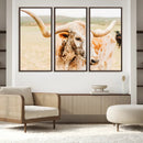 Texas Longhorn Wall Art Canvas Print – Framed Speckled Cow