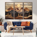 Wood Mountain Wall Art Canvas Print – Framed Boho Abstract