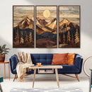 Wood Mountain Landscape Wall Art Canvas Print – Framed
