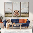 Texas Longhorn Wall Art Canvas Print – Framed Western Cow