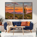 Saguaro Cactus Wall Art Canvas Print – Framed Arizona Sunset