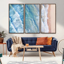 Aerial Ocean View Wall Art Canvas Print – Framed Soft Blue