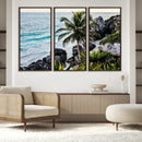 Tropical Coastline Wall Art Canvas Print – Framed Palm Tree