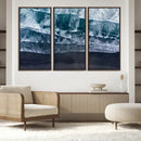 Black Beach Wall Art Canvas Print – Framed Aerial Ocean View
