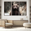 Brown Bear Wall Art Canvas Print – Framed Majestic Woodland