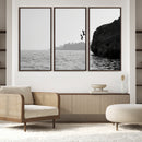 Jumping Wall Art Canvas Print – Framed Coastal Ocean Scene