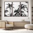 Palm Wall Art Canvas Print – Framed Monochrome Tropical