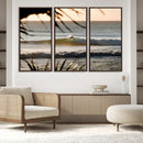 Sunset Surf Wall Art Canvas Print – Framed Golden Hour Waves