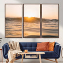 Calm Water Wall Art – Framed Sunset Waves Canvas Artwork, by MyGreatCanvas | Canvas Wall Art Prints | Photo Prints & Wall Decor