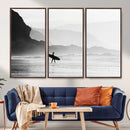 Surfer Beach Wall Art – Framed Black White Ocean Canvas by MyGreatCanvas | Canvas Wall Art Prints | Photo Prints & Wall Decor