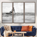Black and White Surfing Wall Art Canvas Print – Framed Ocean by MyGreatCanvas | Canvas Wall Art Prints | Photo Prints & Wall Decor