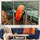 Surfer Stairway Wall Art – Framed Ocean Surf Canvas Artwork, by MyGreatCanvas | Canvas Wall Art Prints | Photo Prints & Wall Decor