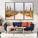 Desert Cactus Lined Road Wall Art Canvas Print – Framed by MyGreatCanvas | Canvas Wall Art Prints | Photo Prints & Wall Decor