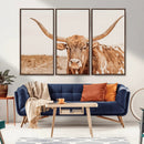 Longhorn Bull Wall Art Canvas Print – Framed Western Cow