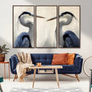 Blue Heron Pair Wall Art Canvas Print – Framed Coastal Bird