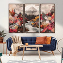 Mountain Wall Art Canvas Print – Framed Autumn Forest