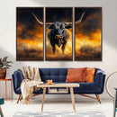 Longhorn Canvas Wall Art Canvas Print – Framed Bold Bull