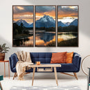 Mountain Sunset Wall Art Canvas Print – Framed Alpine
