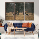 Deer Wall Art Canvas Print – Framed Rustic Wildlife Stags