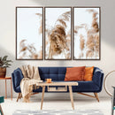Pampas Grass Wall Art Canvas Print – Framed Neutral Tones