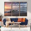 Golden Hour Wall Art Canvas Print – Framed Tranquil Waves
