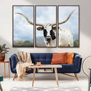 Texas Longhorn Wall Art Canvas Print – Framed Western Rustic