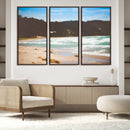 Tranquil Beach Scene Wall Art Canvas Print – Framed Blue