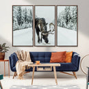 Moose Snow Wall Art Canvas Print – Framed Winter Wildlife